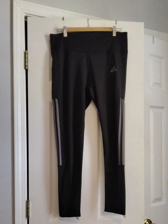 adidas Pants - adidas Black Ladies Leggings with Reflective Side Stripes